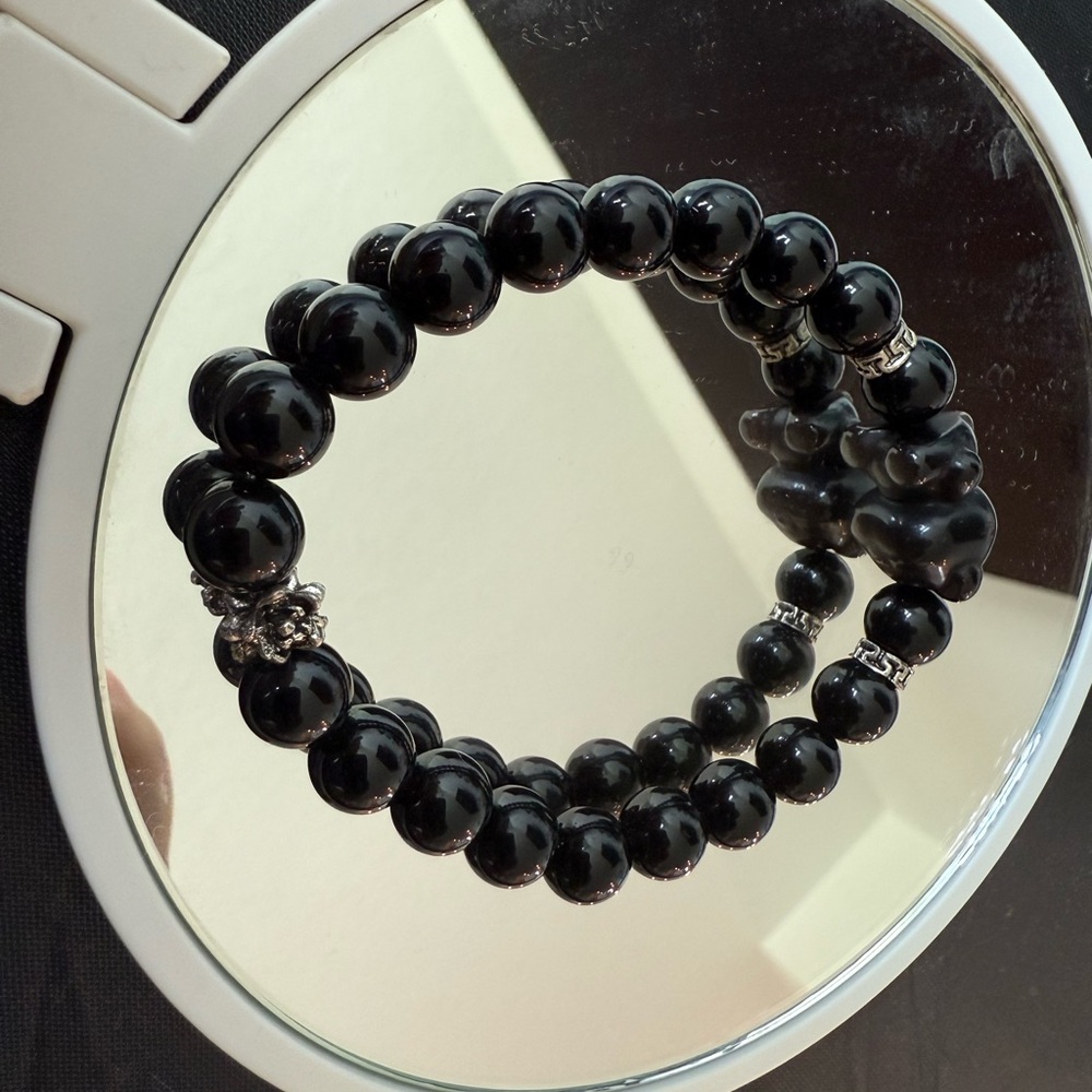 Black Beaded Bracelet Set